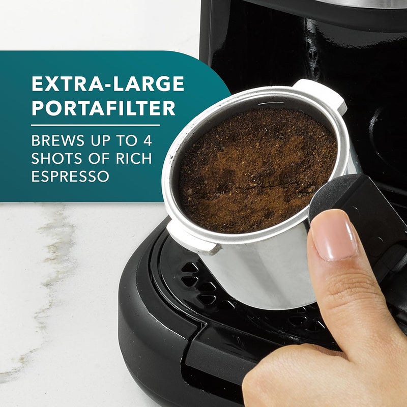 Mr. coffee 4-Shot Steam Espresso Cappuccino and Latte Maker with Stainless Steel Frothing Pitcher - Image 3